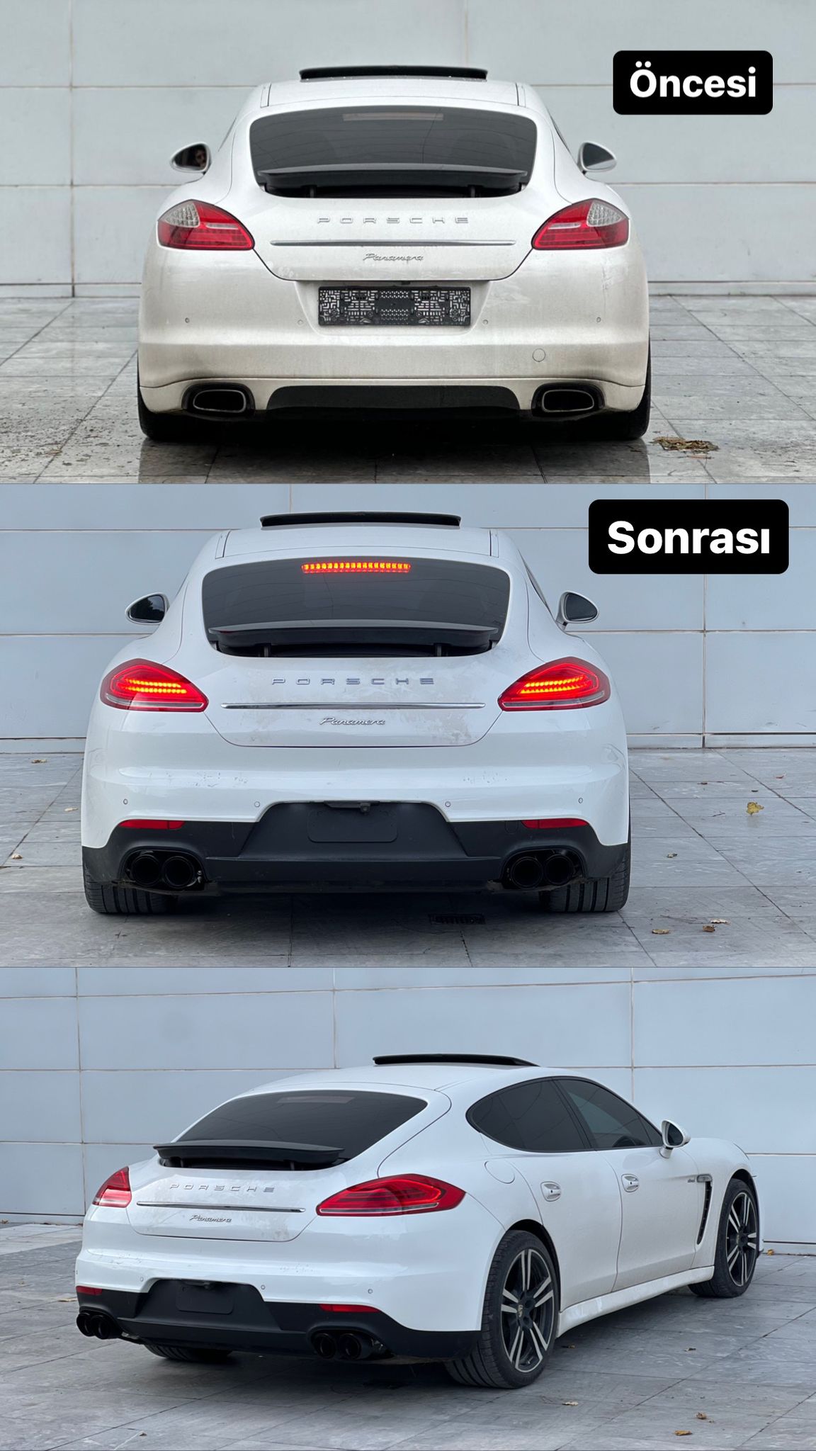 PANAMERA 2011-2013 IÇIN UYUMLU ARKA TAMPON+STOP FACELIFT