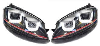 Volkswagen Golf 7 Ön Far Seti U Dizayn KIRMIZI (2013-2018)